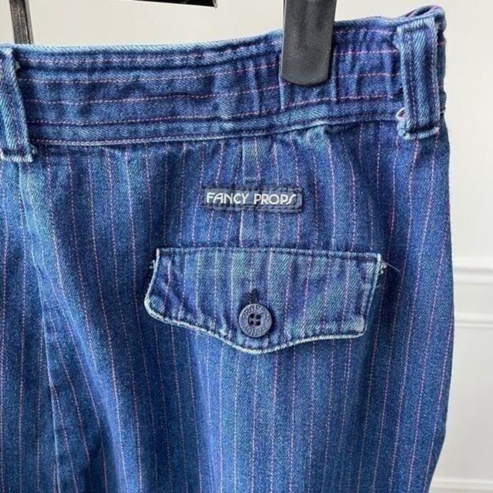 Vintage 80s Fancy Props High Rise Red Pinstripe Taper Mom Jeans 8